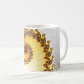 Modern Oranje grijs wervelfractal met naam Koffiemok (Voorkant rechts)