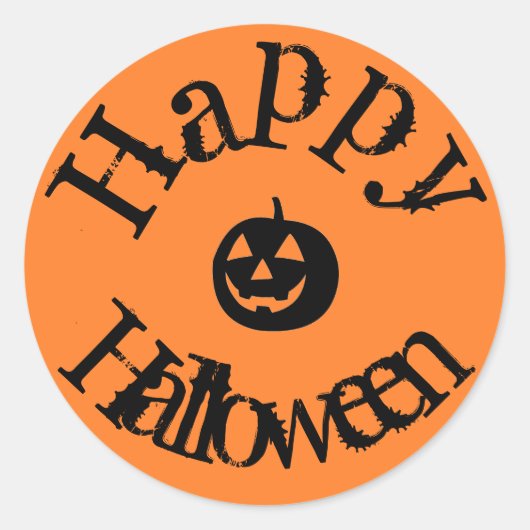 Modern Oranje Happy Halloween Pumpkin Ronde Sticker (Voorkant)