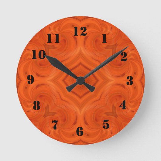 Modern oranje houten patroon ronde klok (Voorkant)