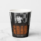 Modern Oranje Neon Afstuderen Papieren Bekers (Voorkant)