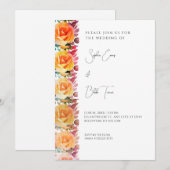 Modern Oranje Ombre Rozen White Wedding Kaart (Voorkant / Achterkant)