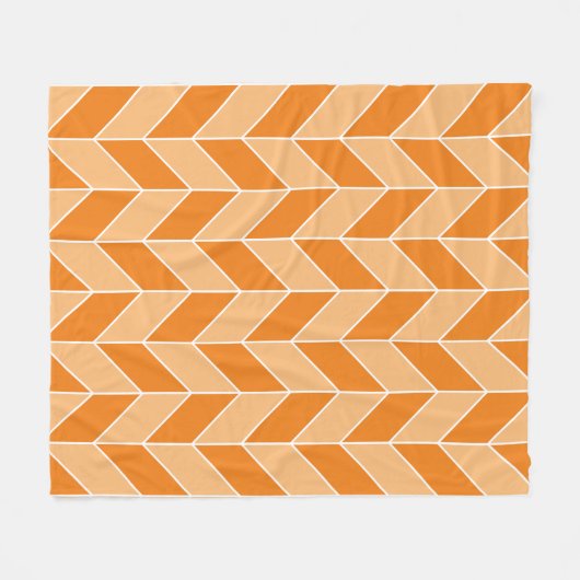 Modern Oranje Peach Herringbone Chevron Pattern Fleece Deken (Voorkant (Horizontaal))