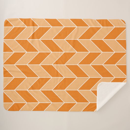 Modern Oranje Peach Herringbone Chevron Pattern Sherpa Deken (Voorkant (horizontaal))