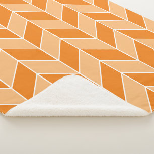 Modern Oranje Perzik Visgraat Chevron Patroon Sherpa Deken