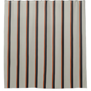 Modern Oranje rood zilver grijs stripe patroon Douchegordijn