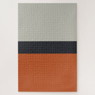 Modern Oranje rood zilver grijs stripe patroon Legpuzzel