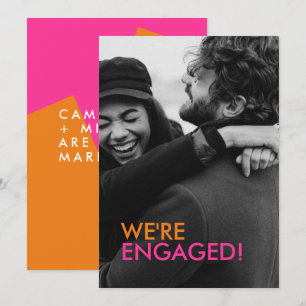 Modern Oranje Roze Verloving Aankondiging Kaart