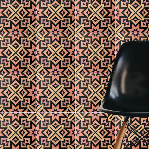 Modern Oranje roze zwart mozaïekpatroon Tegeltje