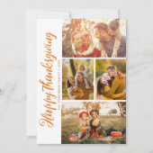 Modern oranje script happy thanksgiving fotokaart feestdagenkaart (Voorkant)