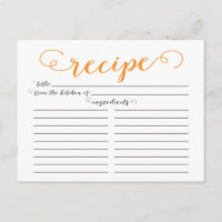 Modern Oranje Script Vrijgezellenfeest Recept Kaar