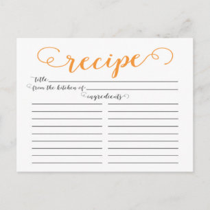 Modern Oranje Script Vrijgezellenfeest Recept Kaar Briefkaart
