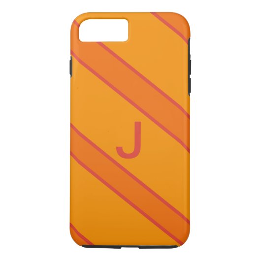 Modern Oranje Sportmonogram iPhone Case (Achterkant)