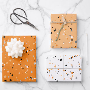 Modern Oranje Terrazzo Pattern Inpakpapier Vel