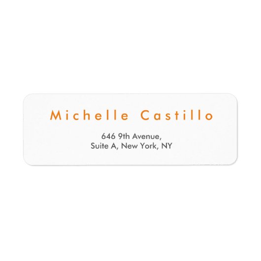 Modern Oranje-witminimalistisch laagje Etiket (Voorkant)