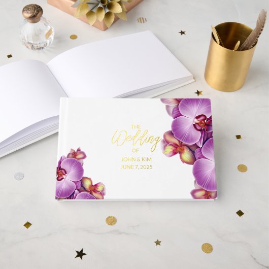 Modern Orchid Wedding Folie gastenboek (Voorkant open)