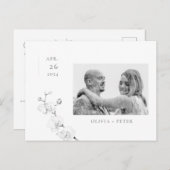 Modern Orchids Verloving Foto opslaan Datum Aankondigingskaart (Voorkant / Achterkant)