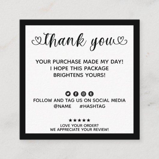 Modern order maakte mijn dag dank u vierkante visitekaartje (Voorkant)