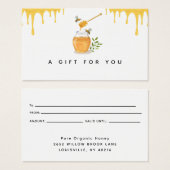 Modern Organic Honey Boerderij cadeaubon Visitekaartje (Voorkant /achterkant)