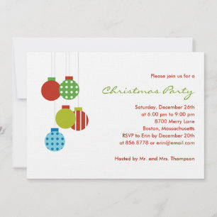 Modern Ornaments Holiday Party Invitation Kaart