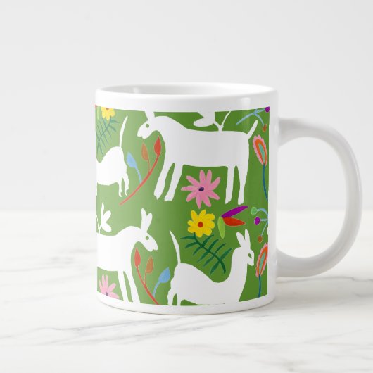 Modern Otomi-ontwerp | Ontwerp van Llama Donkey Extra Grote Beker (Rechts)
