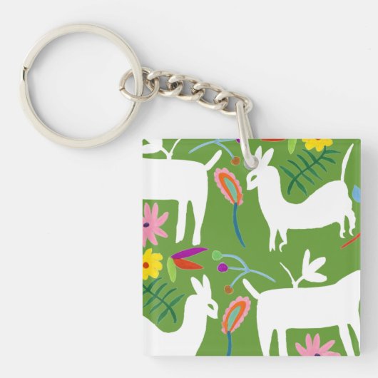 Modern Otomi-ontwerp | Ontwerp van Llama Donkey Sleutelhanger (Voorkant)