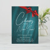 Modern Oudejaarsavond Blauwgroen Sparkle Sequin bo Kaart (Staand voorkant)