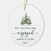 Modern Our First Christmas Engaged Photo Keramisch Ornament (Links)
