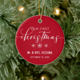 Modern Our First Kerstman Mr en Mrs Photo Keramisch Ornament