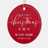 Modern Our First Kerstman Mr en Mrs Photo Keramisch Ornament (Links)