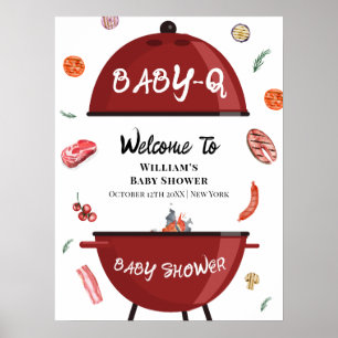 Modern Outdoor Achtertuin BBQ Baby shower Welkom Poster