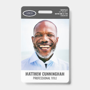 Modern Ovaal Logo  Personeelsfoto Naam Barcode Badge