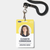 Modern Oval Logo Employee Photo Name Barcode Badge (Voorzijde met lanyard)