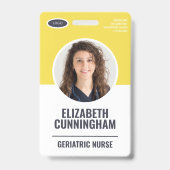 Modern Oval Logo Employee Photo Name Barcode Badge (Voorzijde)