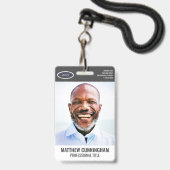 Modern Oval Logo Employee Photo Name Barcode Badge (Voorzijde met lanyard)