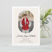 Modern Oval Script High School Photo Graduation Kaart (Staand voorkant)