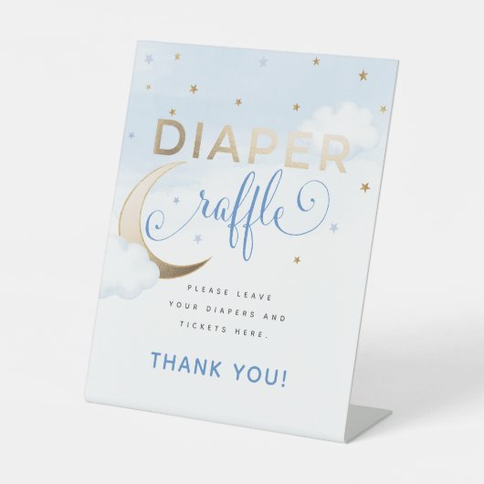 Modern Over the Moon Diaper Raffle Pedestal Sign Reclamebord Met Voetstuk (Voorkant)