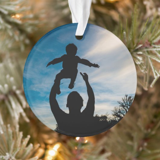 Modern Overlay Personalized Photo Ornament (Boom)