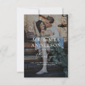 Modern Overlay White Text Wedding Romantic Foto Bedankkaart (Voorkant)