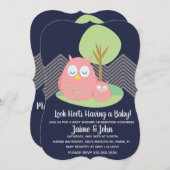 Modern Owl Baby shower Hoot Kaart (Voorkant / Achterkant)