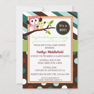 Modern Owls Baby shower nodigt uit Kaart