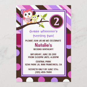 Modern Owls Birthday Invite Kaart