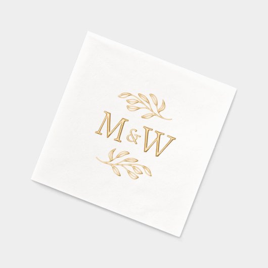 Modern paar Monogram Initialen Elegant Botanisch Folie Servetten (Links)