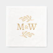 Modern paar Monogram Initialen Elegant Botanisch Folie Servetten (Voorkant)