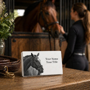 Modern Paard Zwart en Wit Equestrian Visitekaartje