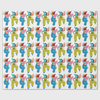 Modern Paarden Collage Karakter Kunst (Halfglans) Cadeaupapier