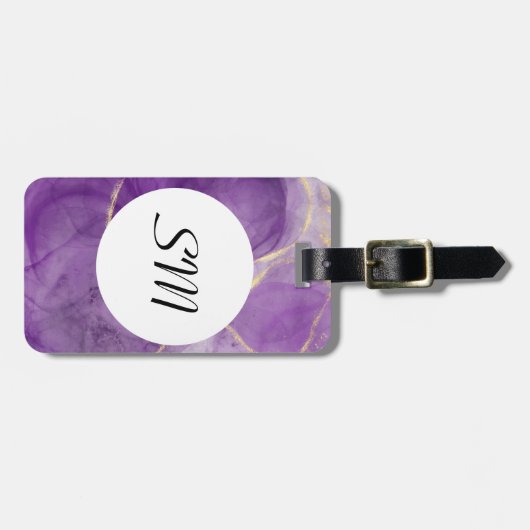 Modern Paars-alcoholinkt art Bagagelabel (Voorkant horizontaal)