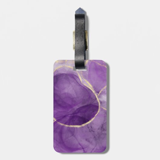 Modern Paars-alcoholinkt art Bagagelabel (Achterkant verticaal)