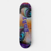 Modern Paars blauw graffiti-meisje Skateboard (Voorkant)