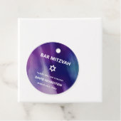 Modern Paars Blue Star Bar Mitzvah Hebrew Bedankjes Labels (In situ)