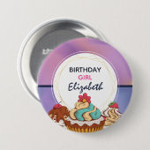 Modern Paars en Roze Abstract meisje Ronde Button 7,6 Cm (Voorkant /achterkant)